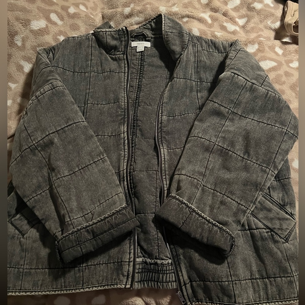 Grey Forever 21 quilted jacket.